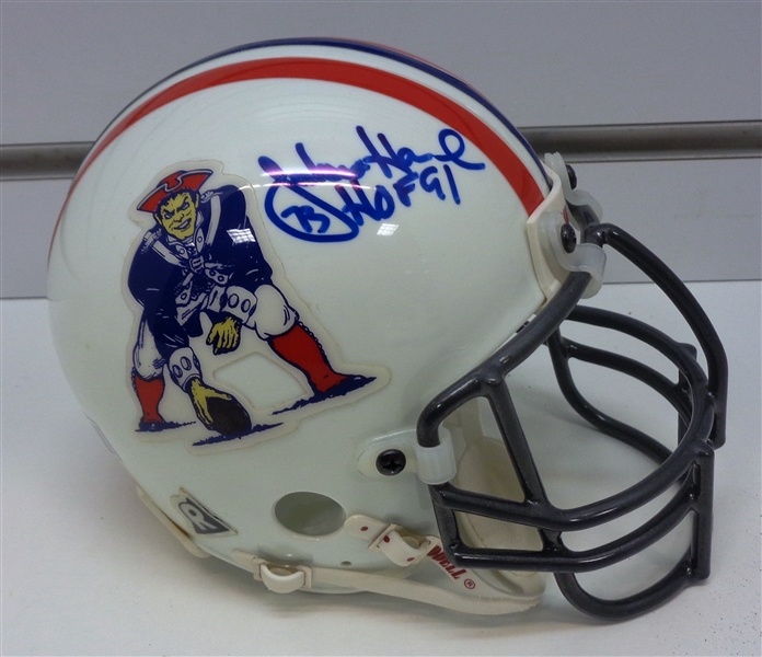 John Hannah Autographed Patriots Mini Helmet