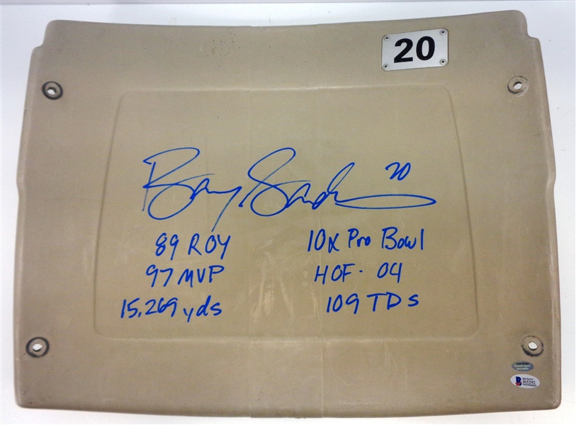 Barry Sanders Autographed #20 Pontiac Silverdome Seatback