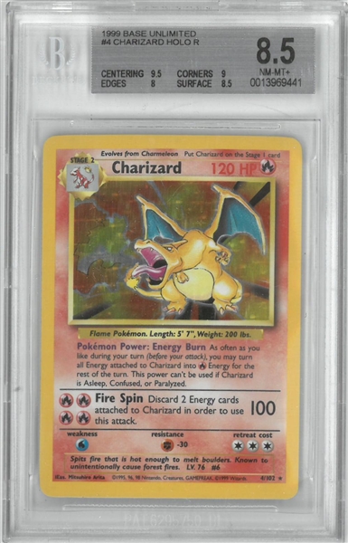 Charizard BGS 8.5 1999 Pokemon Base Unlimited Holo