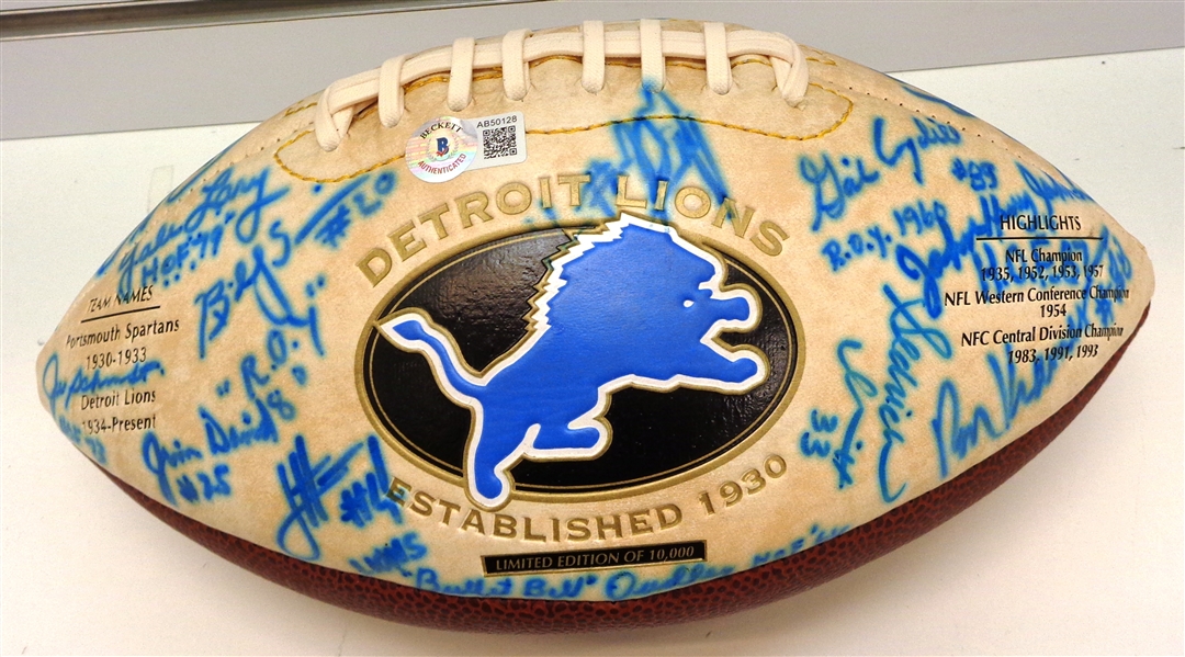 Detroit Lions Greats Football Signed by 26