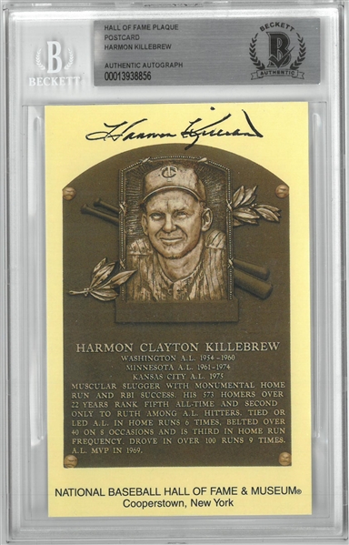 Harmon Killebrew Autographed Hall of Fame Plaque