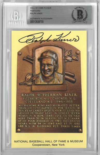 Ralph Kiner Autographed Hall of Fame Plaque