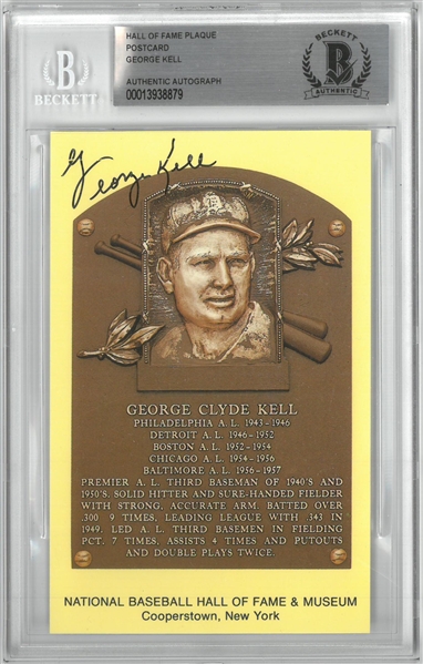 George Kell Autographed Hall of Fame Plaque