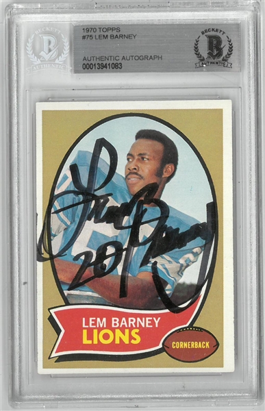 Lem Barney Autographed 1970 Topps