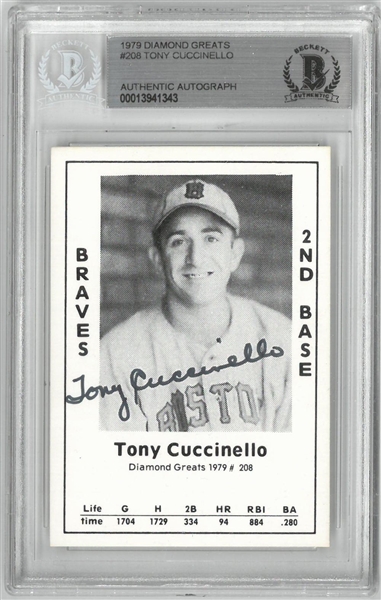 Tony Cuccinello Autographed 1979 Diamond Greats