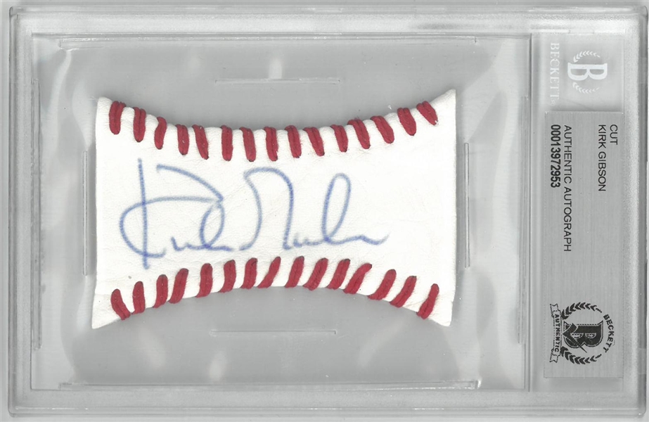 Kirk Gibson Autographed Cut Leather Piece