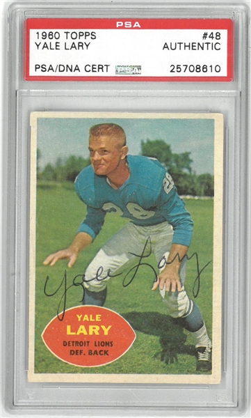 Yale Lary Autographed 1960 Topps