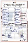 Kirk Gibson Autographed 8/16/2003 Line Up Card