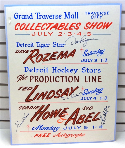 Vintage Card Show Sign Signed by Production Line & Rozema
