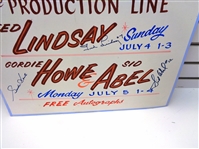 Vintage Card Show Sign Signed by Production Line & Rozema