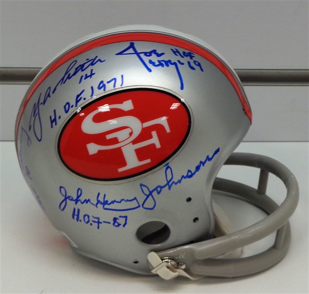 SF 49ers HOFers Mini Helmet Signed by 4