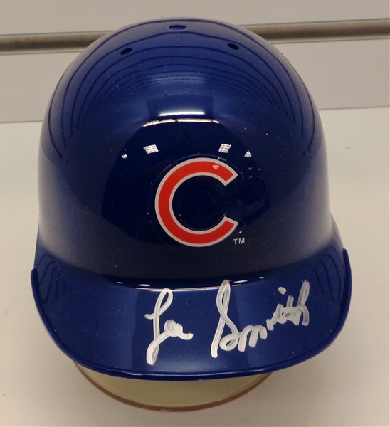 Lee Smith Autographed Cubs Mini Helmet