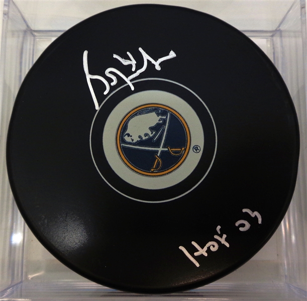 Grant Fuhr Autographed Sabres Puck w/ HOF