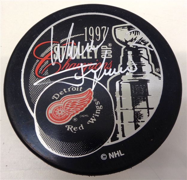 Slava Fetisov Autographed 1997 Cup Champs Puck