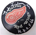 Ted Lindsay Autographed Red Wings Puck