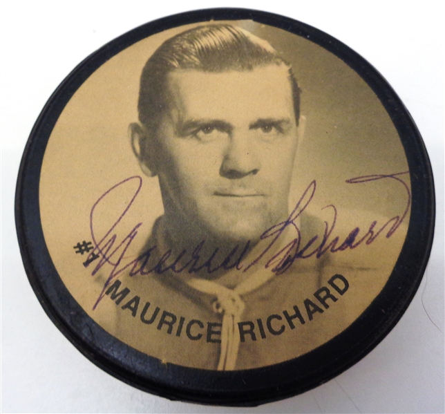Maurice Richard Autographed Photo Puck