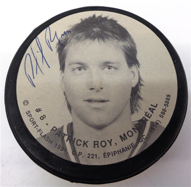Patrick Roy Autographed Photo Puck