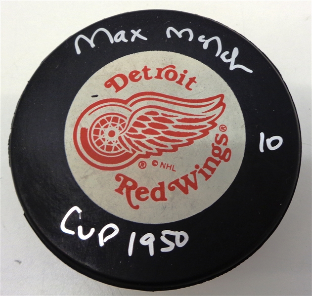 Max McNab Autographed Red Wings Puck
