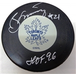 Borje Salming Autographed Maple Leafs Puck