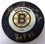 Gerry Cheevers Autographed Bruins Puck