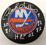 Clark Gillies Autographed Islanders Puck