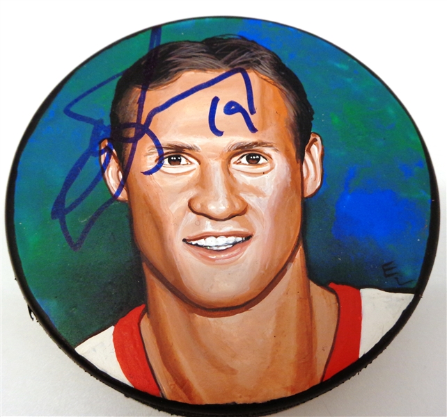 Steve Yzerman Autographed Hand Painted Puck