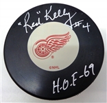 Red Kelly Autographed Red Wings Puck
