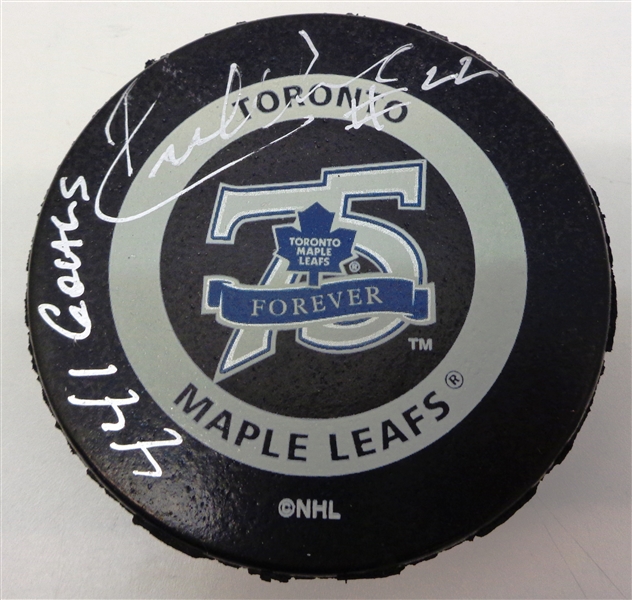 Rick Vaive Autographed Maple Leafs Puck