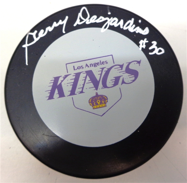 Gerry Desjardins Autographed Kings Puck