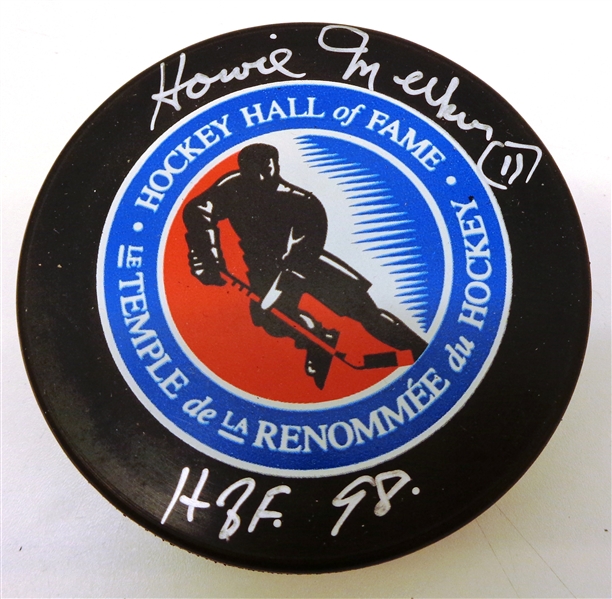 Howie Meeker Autographed Red Wings Puck