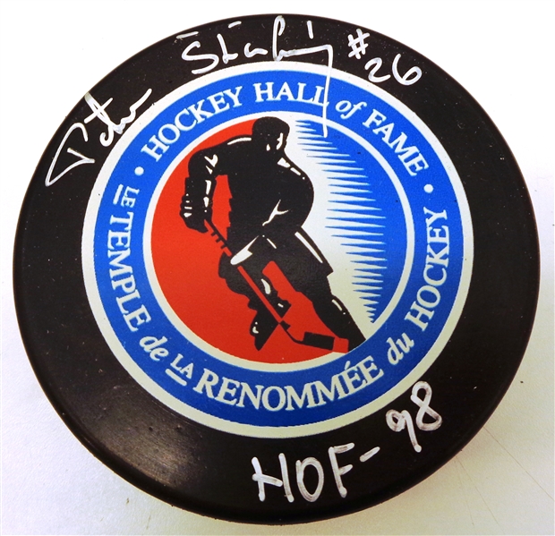 Peter Stastny Autographed Hall of Fame Puck