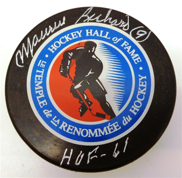 Maurice Richard Autographed Hall of Fame Puck