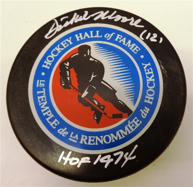 Dickie Moore Autographed Hall of Fame Puck