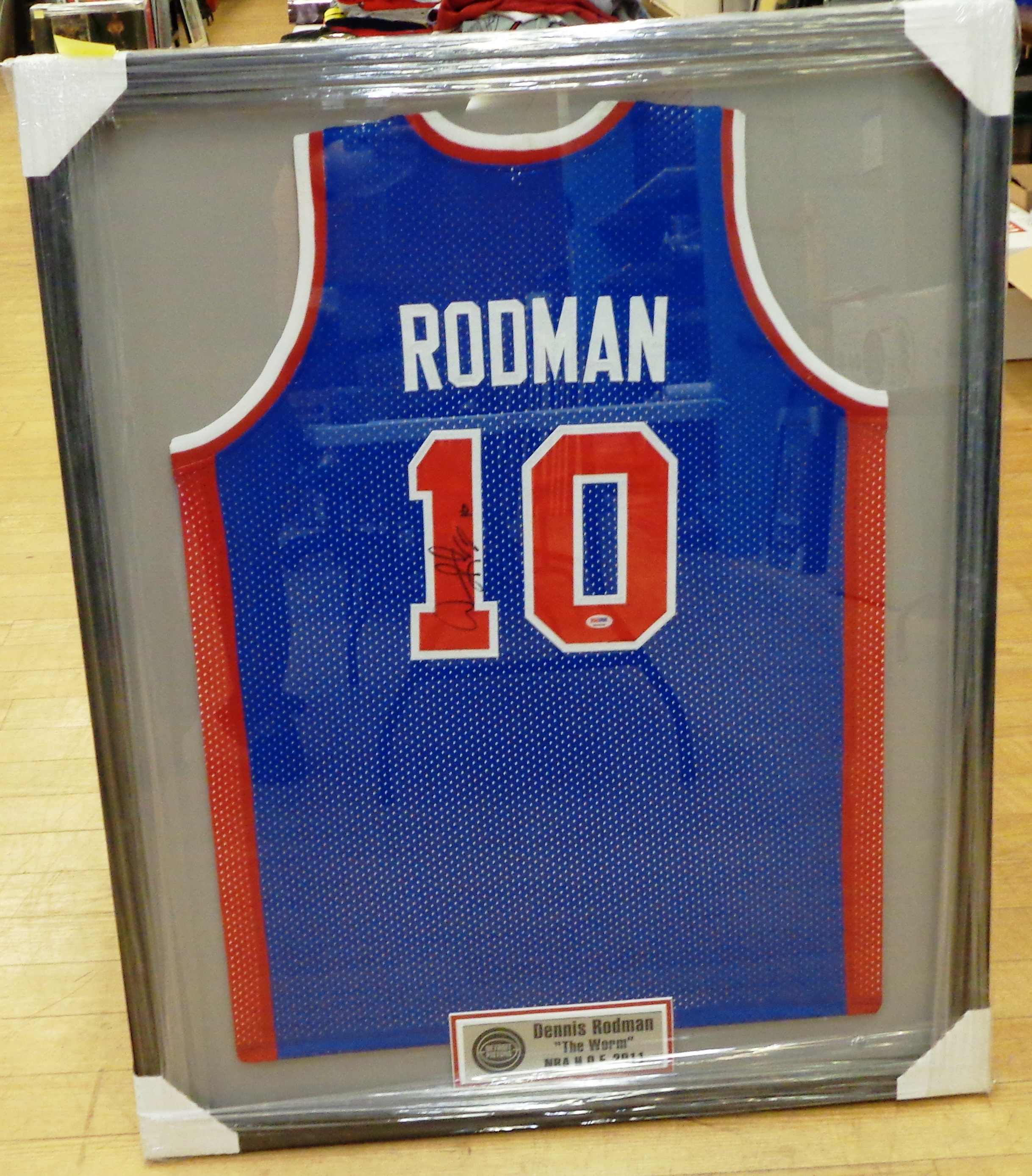 Dennis Rodman Autographed and Framed Detroit Pistons Jersey