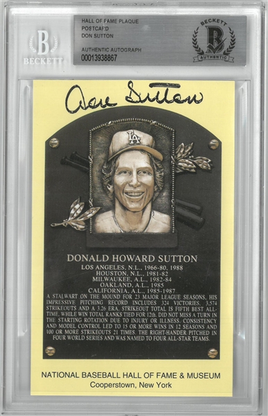 Don Sutton Autographed Hall of Fame Plaque