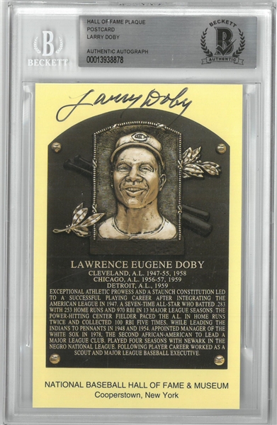 Larry Doby Autographed Hall of Fame Plaque