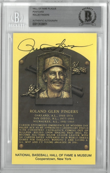 Rollie Fingers Autographed Hall of Fame Plaque