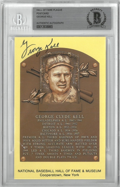 George Kell Autographed Hall of Fame Plaque
