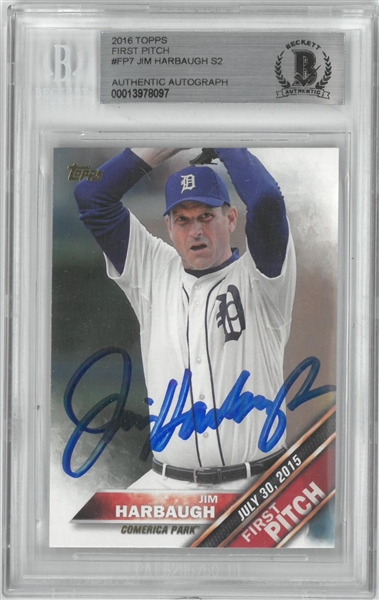 Jim Harbaugh Autographed 2016 Topps First Pitch