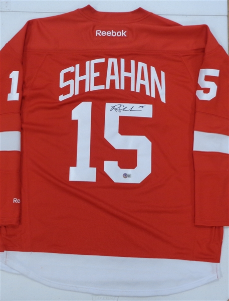 Riley Sheahan Autographed Red Wings Jersey