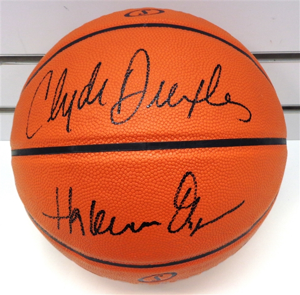 Clyde Drexler & Hakeem Olajuwon Autographed Basketball