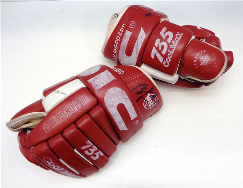 Ray Sheppard Game Used Autographed Gloves