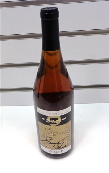 Gordie Howe Autographed Wine Bottle