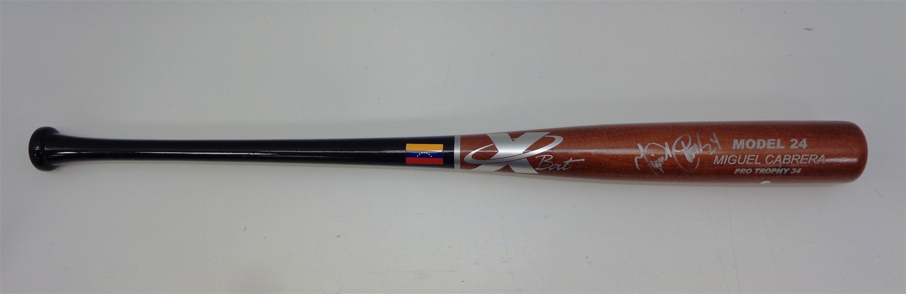 Miguel Cabrera Autographed X Bat w/ Venezuela Flag