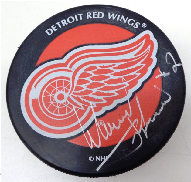 Slava Fetisov Autographed Red Wings Puck