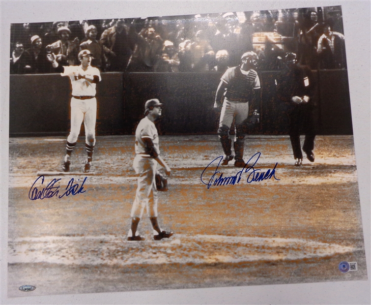 Carlton Fisk & Johnny Bench Autographed 16x20
