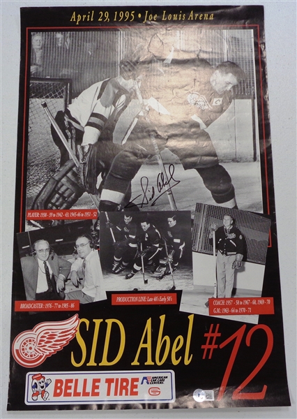 Sid Abel Autographed Number Retirement Poster