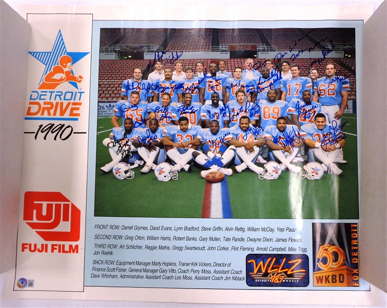 Detroit Drive 1990 Team Signed Poster