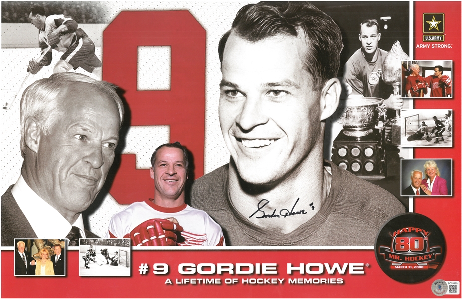 Gordie Howe Autographed 80th Birthday 11x17
