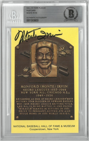 Monte Irvin Autographed Hall of Fame Plaque